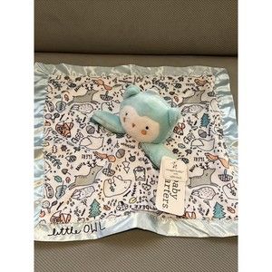 Baby Starters Blue Owl Security Blanket Lovey Forest Animals Satin Trim New